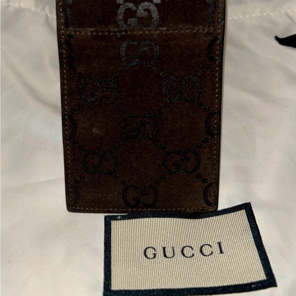 Gucci Brown Monogramed Suede Leather Notepad Holder with Pen. Rare collectors - Picture 10 of 11